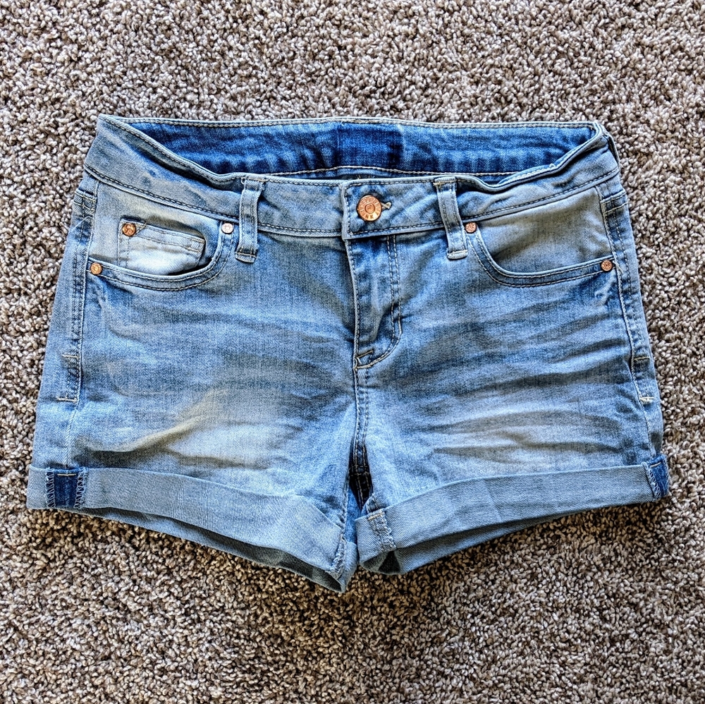 Fashion Nova Light Blue Mid-rise stretchy Shorts 3